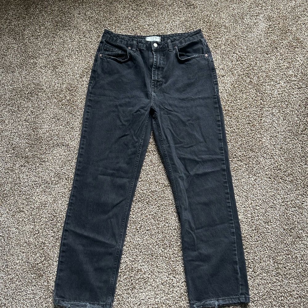 Free People Washed Black Straight-Leg Jeans
